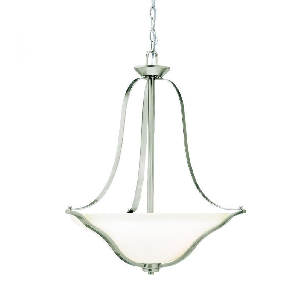 Langford™ 3 Light Inverted Pendant with LED Bulbs Brushed Nickel