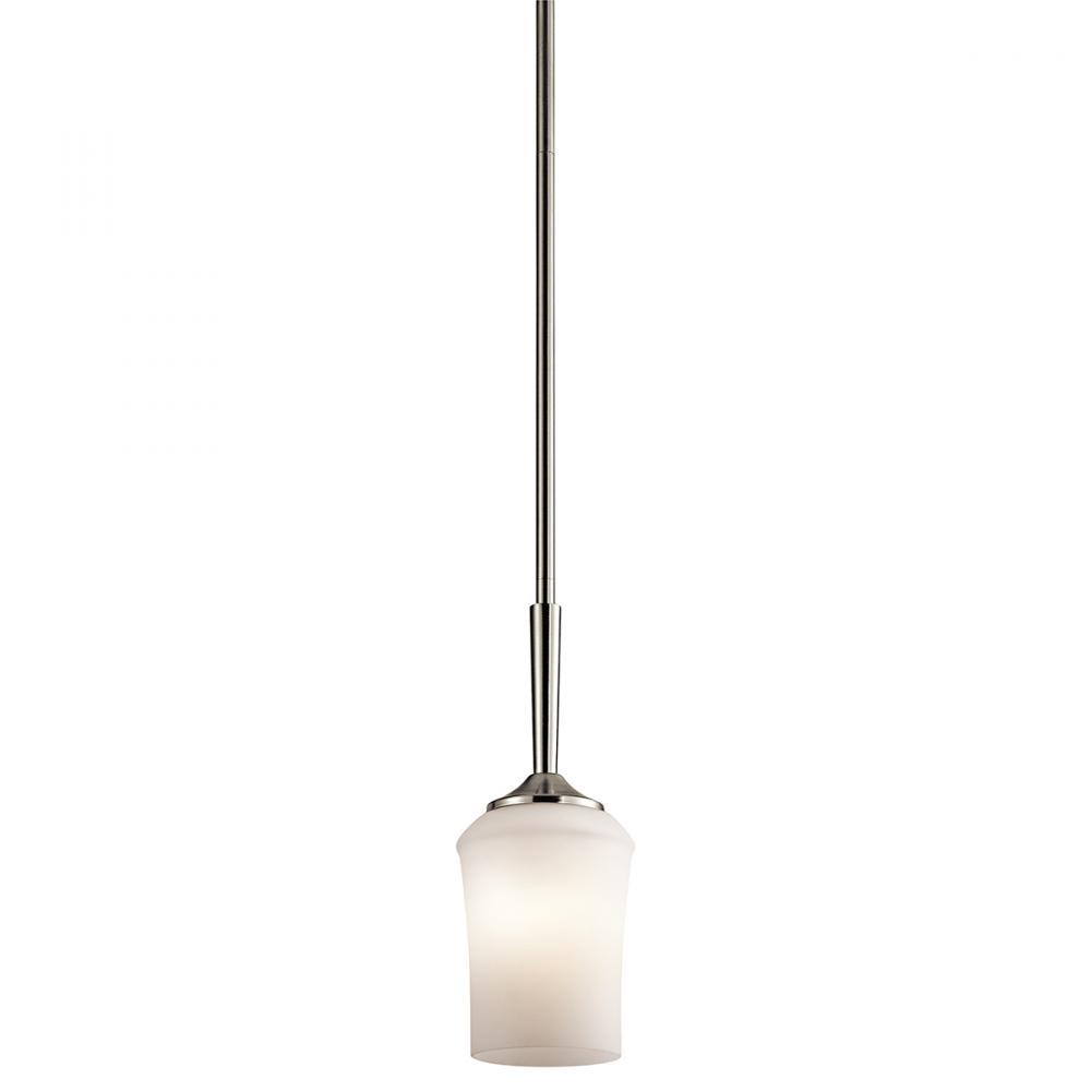 Aubrey 12.75" 1 Light Mini Pendant with LED Bulb Satin Etched Cased Opal in Olde Bronze®