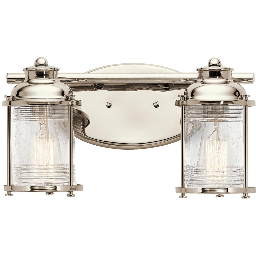 Ashland Bay 16.50 inch 2 Light Vanity Light Clear Seeded Ribbed Glass in Polished Nickel