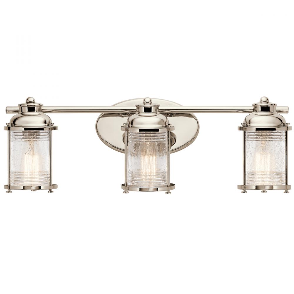 Ashland Bay 24" 3 Light Vanity Light Clear Seeded Ribbed Glass in Polished Nickel
