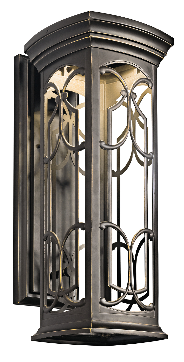 Franceasi 22" LED Outdoor Light Wall Light with Light Umber Seeded Glass in Olde Bronze®