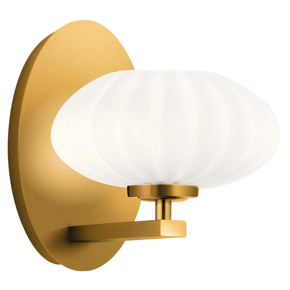 Pim 8" 1 Light Wall Sconce with Satin Etched Cased Opal Glass in Fox Gold