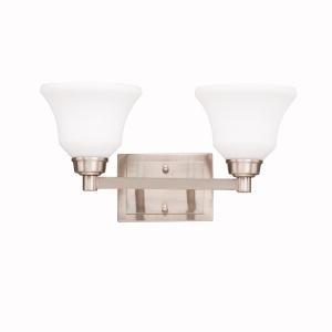 Langford 17.5" 2 Light Vanity Light with Satin Etched White Glass in Brushed Nickel