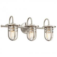 Kichler 45133NI - Caparros 24" 3 Light Vanity Light with Clear Ribbed Glass in Brushed Nickel