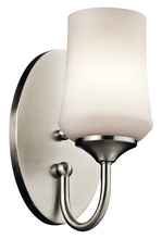Kichler 45568NI - Aubrey 10.75" 1 Light Wall Sconce with Satin Etched Cased Opal in Brushed Nickel