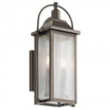 Kichler 49714OZ - Harbor Row 18.5" 2 Light Outdoor Wall Light with Clear Seeded Glass in Olde Bronze®