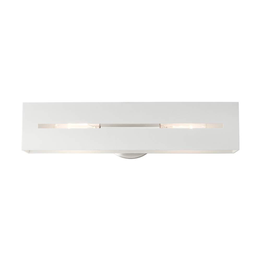 2 Lt Textured White with Brushed Nickel Finish Accents ADA Vanity Sconce