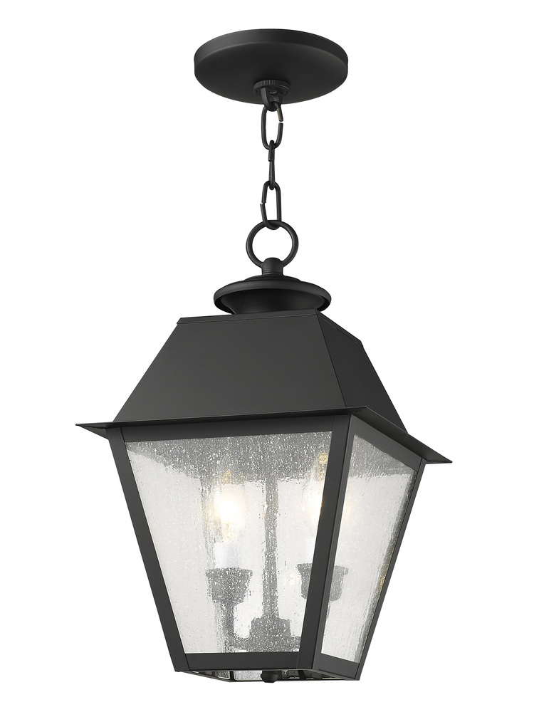 2 Light Black Outdoor Chain Lantern