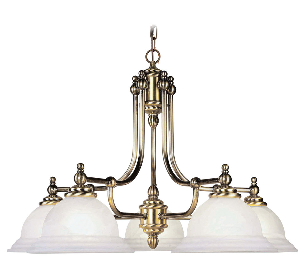 5 Light Antique Brass Chandelier