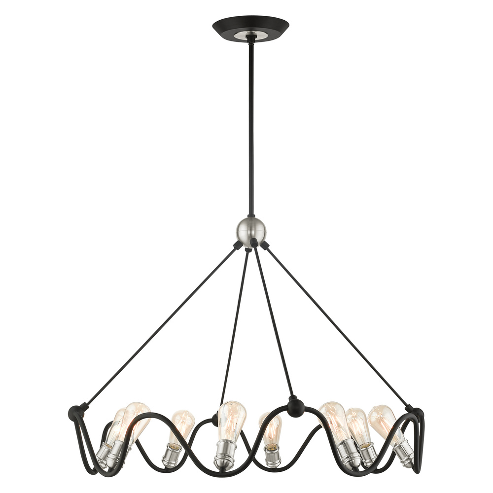 8 Lt Textured Black with Brushed Nickel Accents Chandelier
