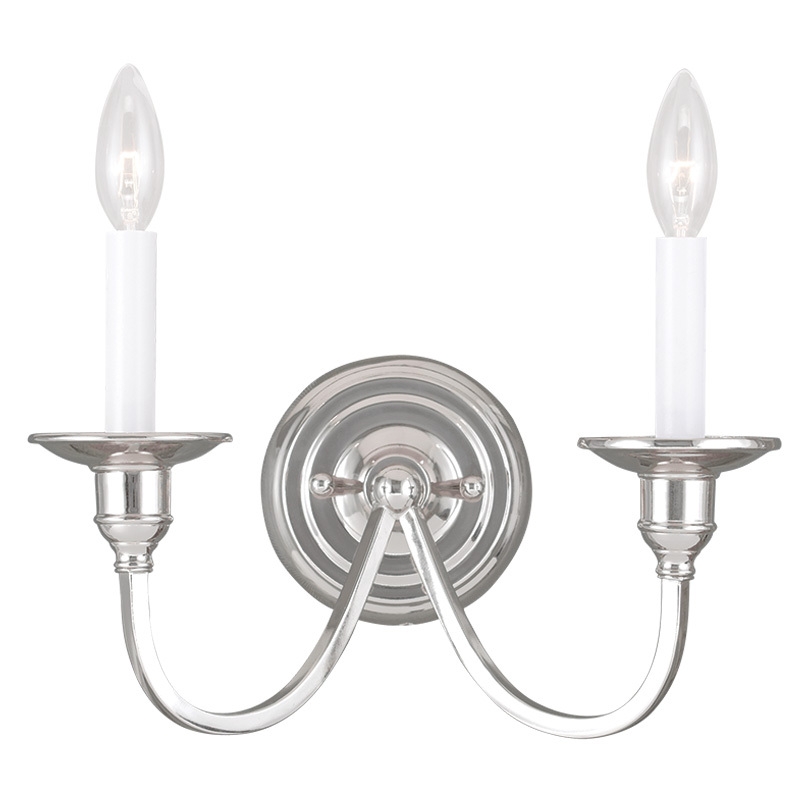 2 Light Polished Nickel Wall Sconce