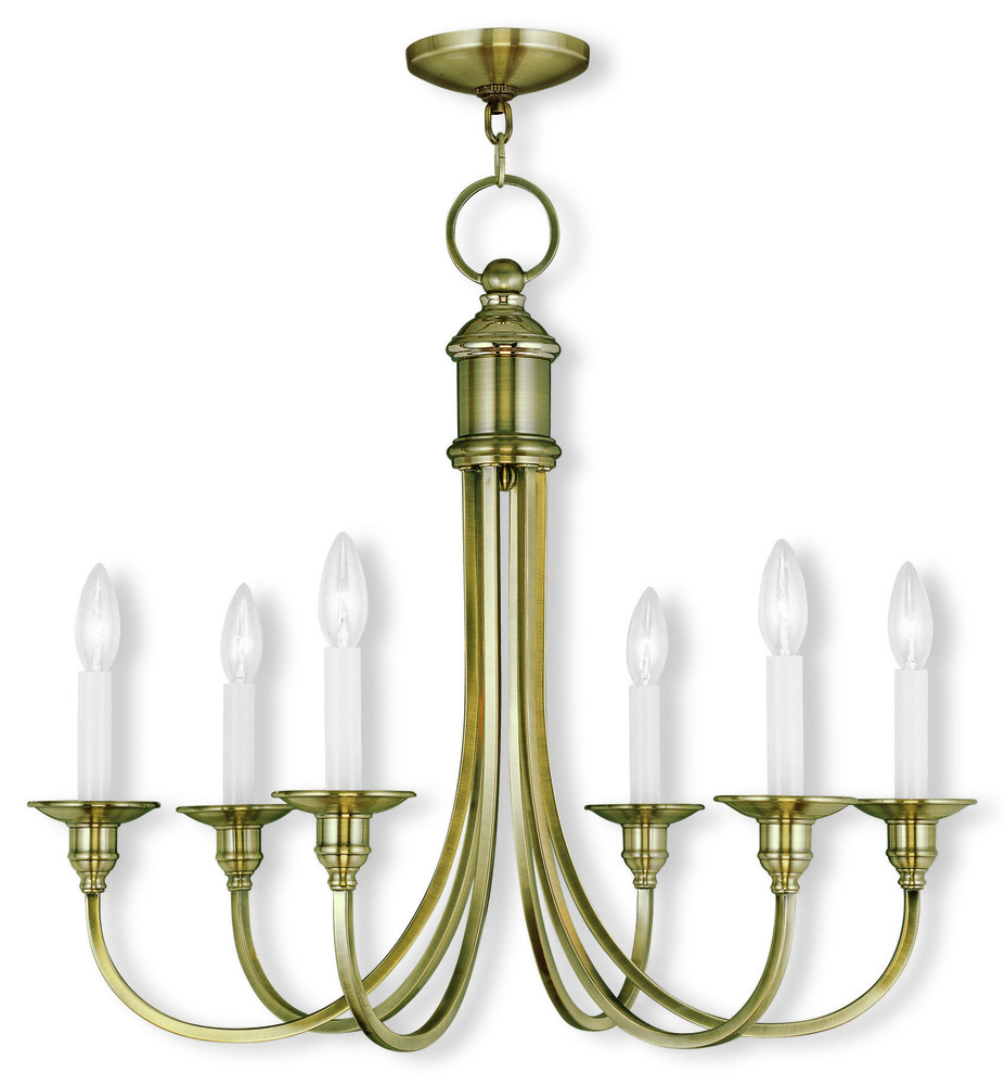 6 Light Antique Brass Chandelier
