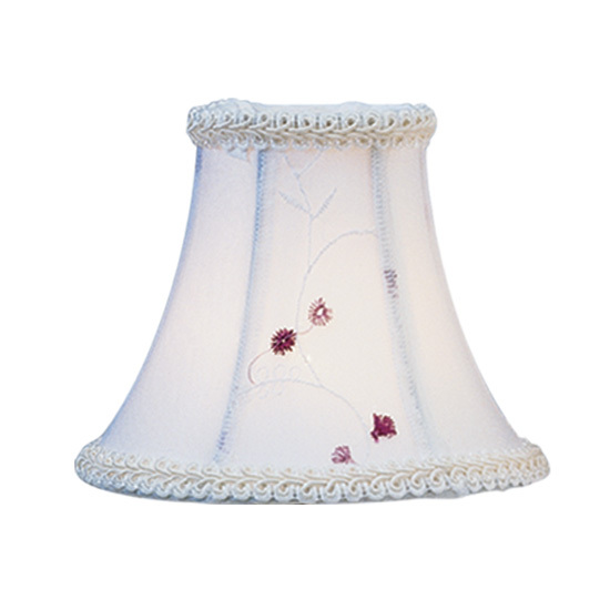 White Embroidered Floral Silk Bell Clip Shade