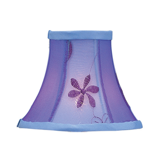 Violet Embroidered Floral Silk Bell Clip Shade