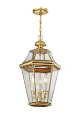 Livex Lighting 2365-02 - 3 Light PB Outdoor Chain Lantern