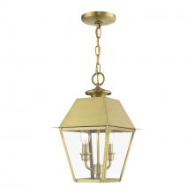 Livex Lighting 27217-08 - 2 Light Natural Brass Outdoor Medium Pendant Lantern