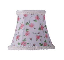 Livex Lighting S273 - White Floral Print Bell Clip Shade with Fancy Trim
