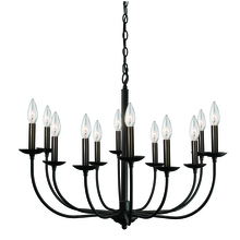 Artcraft AC11672BK - Wrought Iron 12-Light Chandelier