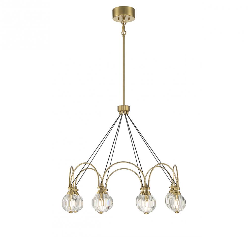 Burnham 8-Light LED Chandelier in Warm Brass