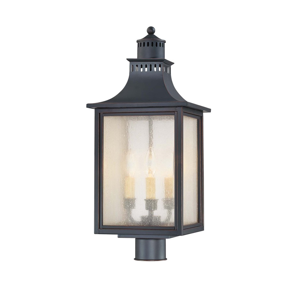 Monte Grande 3-light Outdoor Post Lantern In Slate