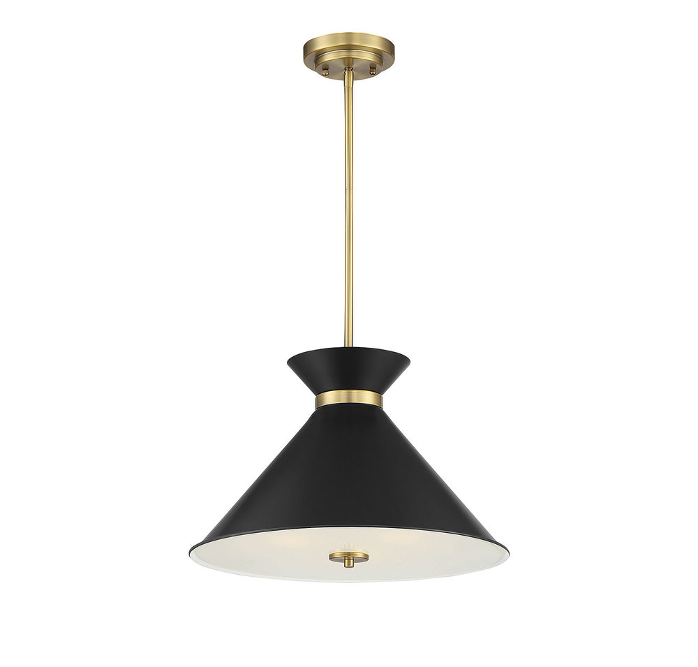Lamar 3-Light Pendant in Matte Black with Warm Brass Accents