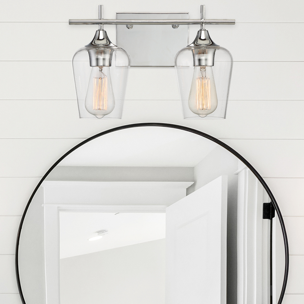 Octave 2-Light Bathroom Vanity Light in Polished Chrome