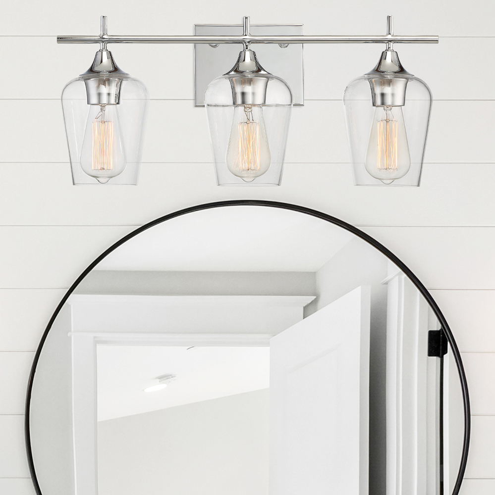 Octave 3-Light Bathroom Vanity Light in Polished Chrome