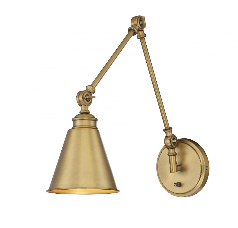 Morland 1-light Adjustable Wall Sconce In Warm Brass