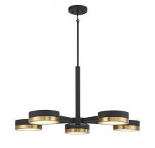 Savoy House 1-1635-5-143 - Ashor 5-light Led Chandelier In Matte Black With Warm Brass Accents