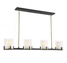 Savoy House 1-1982-4-143 - Eaton 4-light Linear Chandelier In Matte Black With Warm Brass Accents