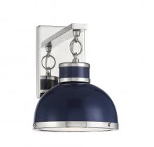 Savoy House 9-8884-1-174 - Corning 1-light Wall Sconce In Navy With Polished Nickel Accents
