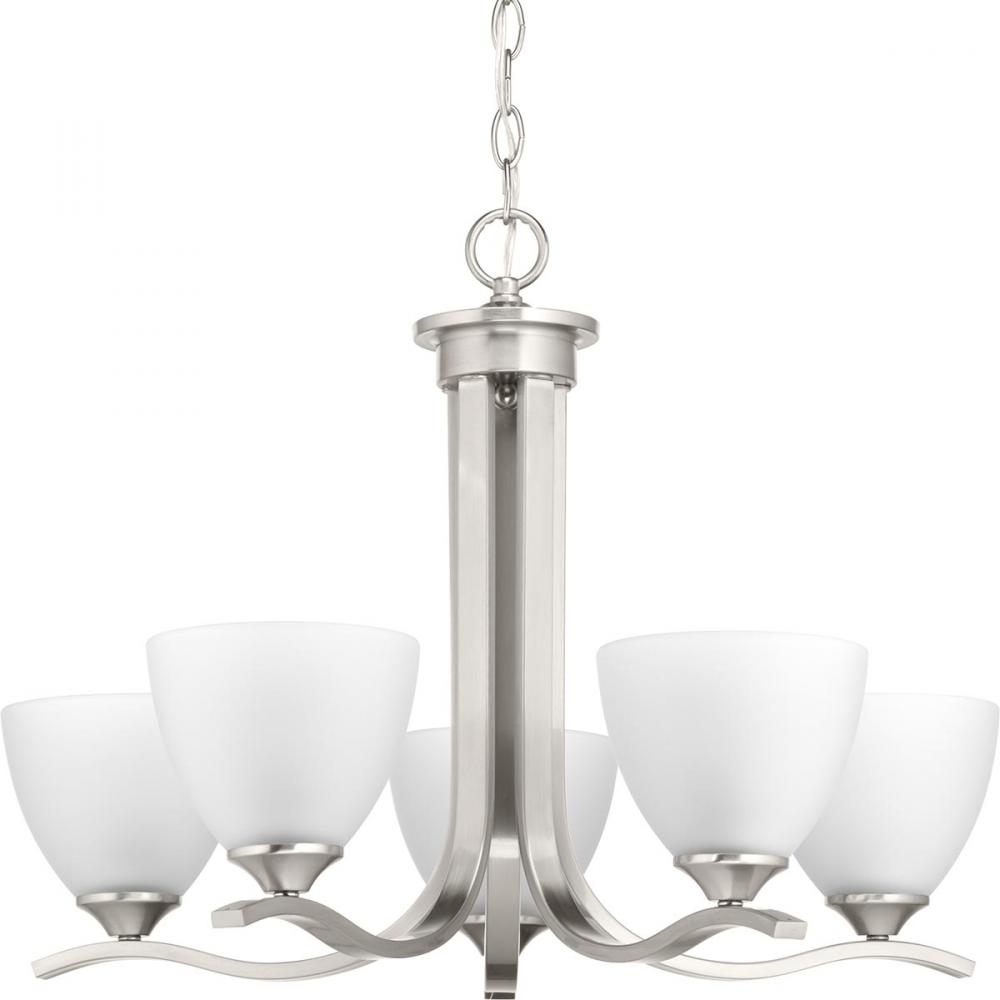 Laird Collection Five-Light Brushed Nickel Etched Glass Traditional Chandelier Light