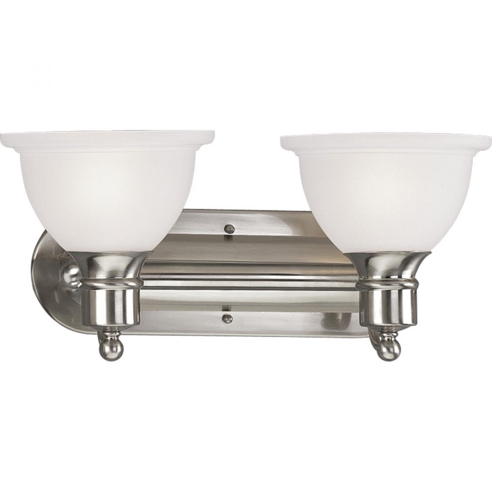 Madison Collection Two-Light Brushed Nickel Etched Glass Traditional Bath Vanity Light