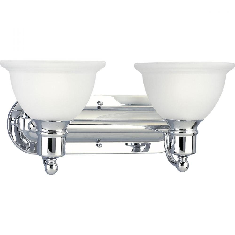Madison Collection Two-Light Polished Chrome Etched Glass Traditional Bath Vanity Light