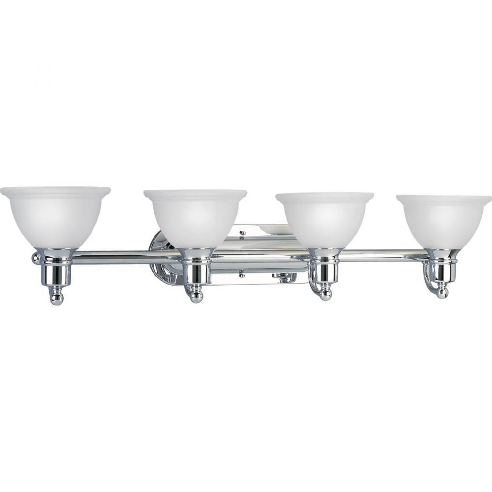 Madison Collection Four-Light Polished Chrome Etched Glass Traditional Bath Vanity Light