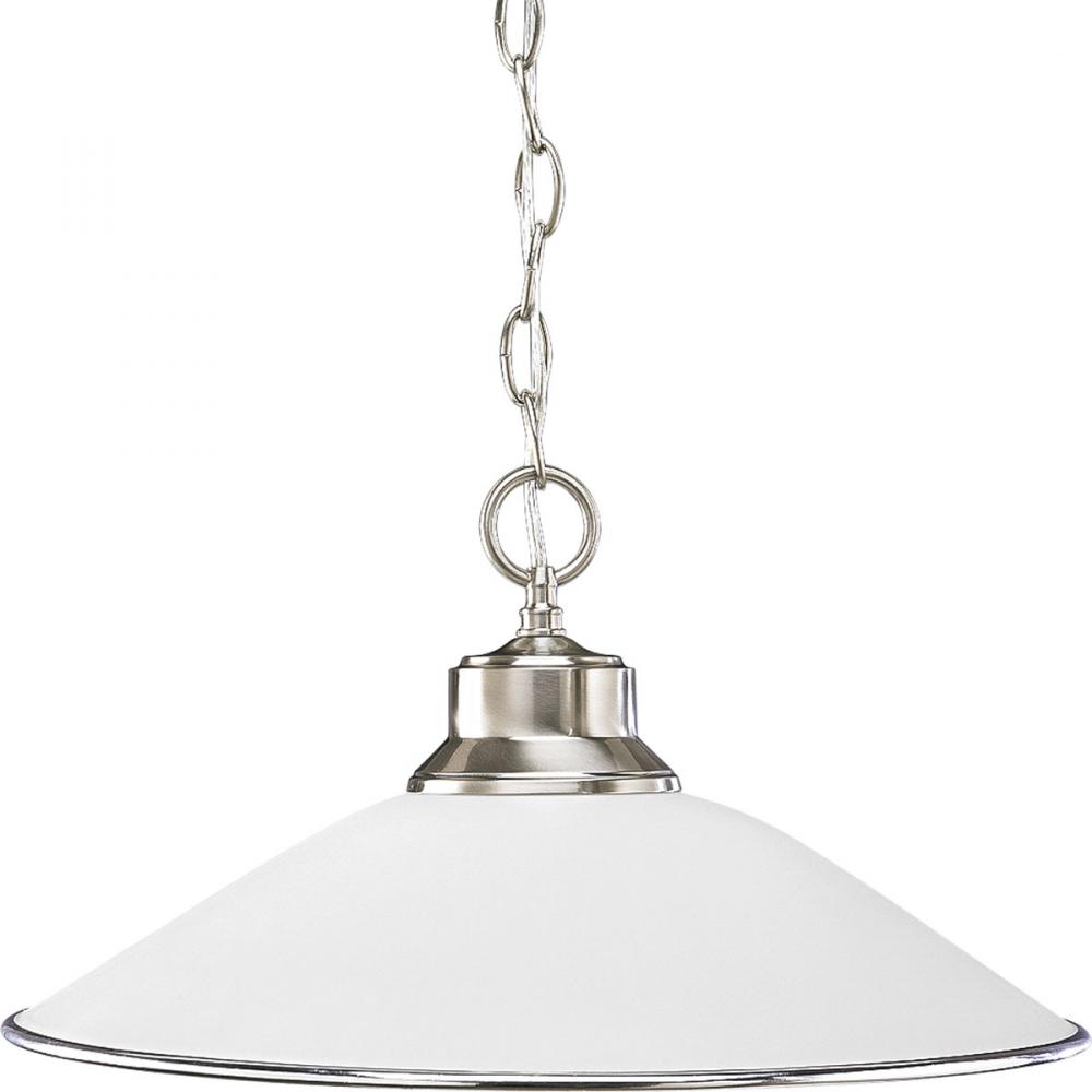 Opal Glass One-Light Brushed Nickel Traditional Pendant Light