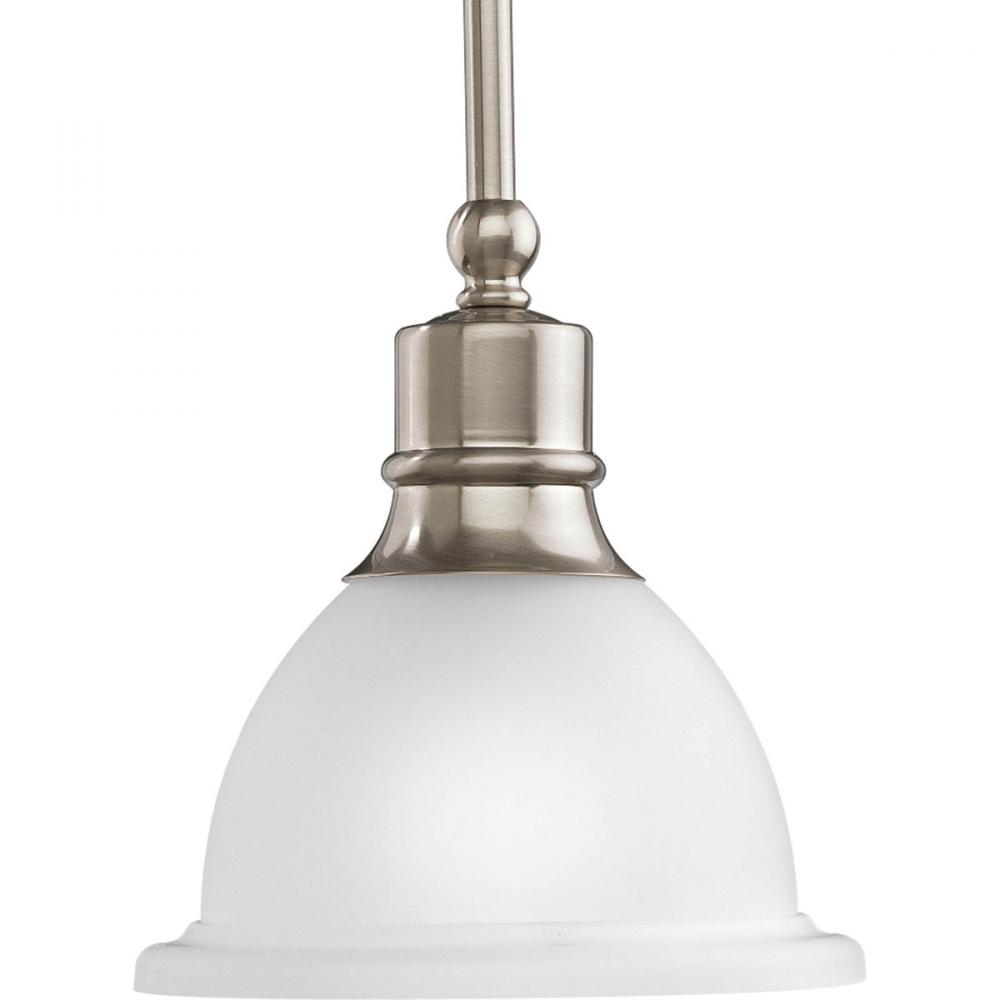 Madison Collection One-Light Brushed Nickel Etched Glass Traditional Mini-Pendant Light