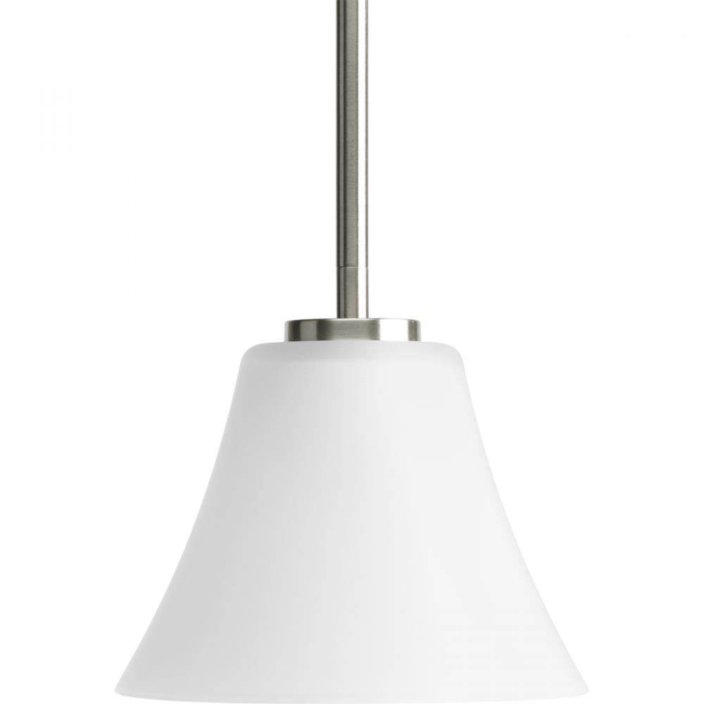Bravo Collection One-Light Brushed Nickel Etched Glass Modern Mini-Pendant Light