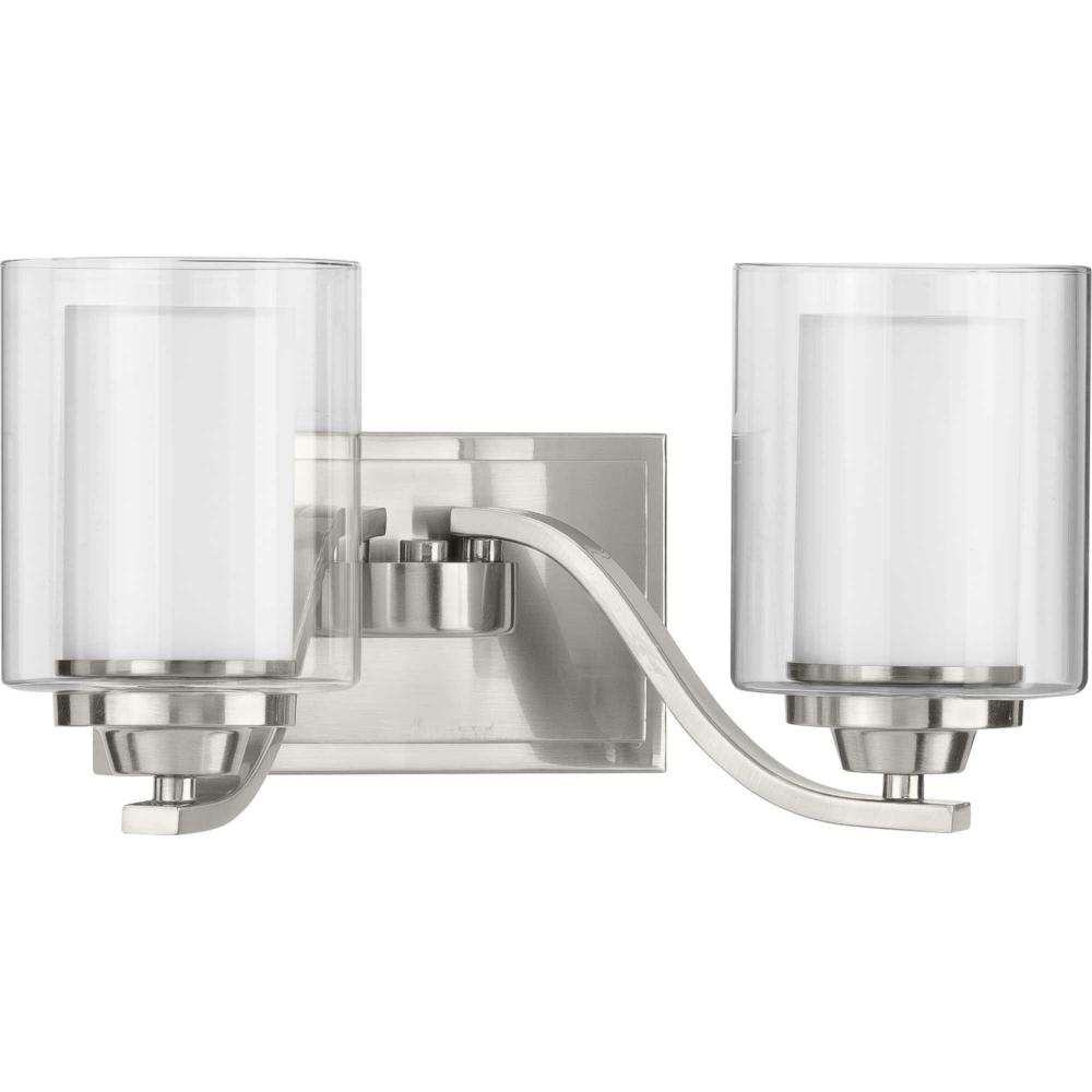 Kene Collection Two-Light Brushed Nickel Clear Glass Craftsman Bath Vanity Light