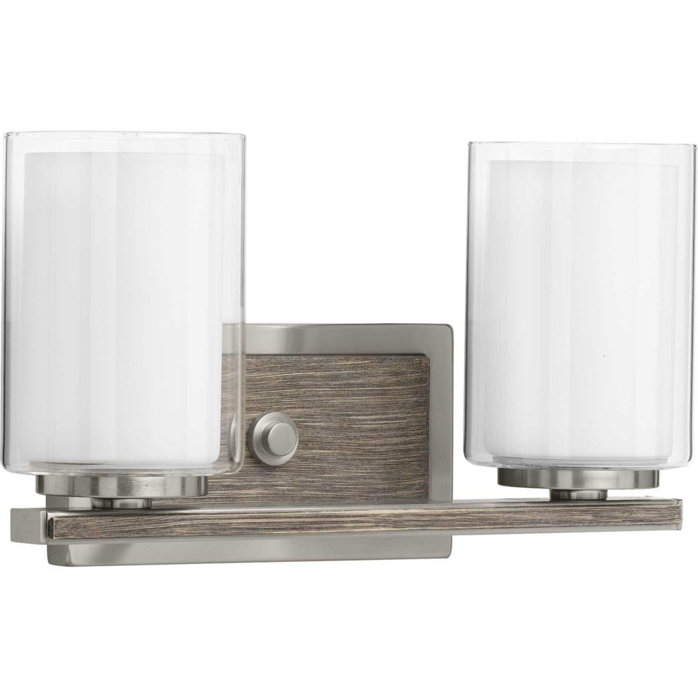 Mast Collection Two-Light Brushed Nickel Clear Glass Coastal Bath Vanity Light