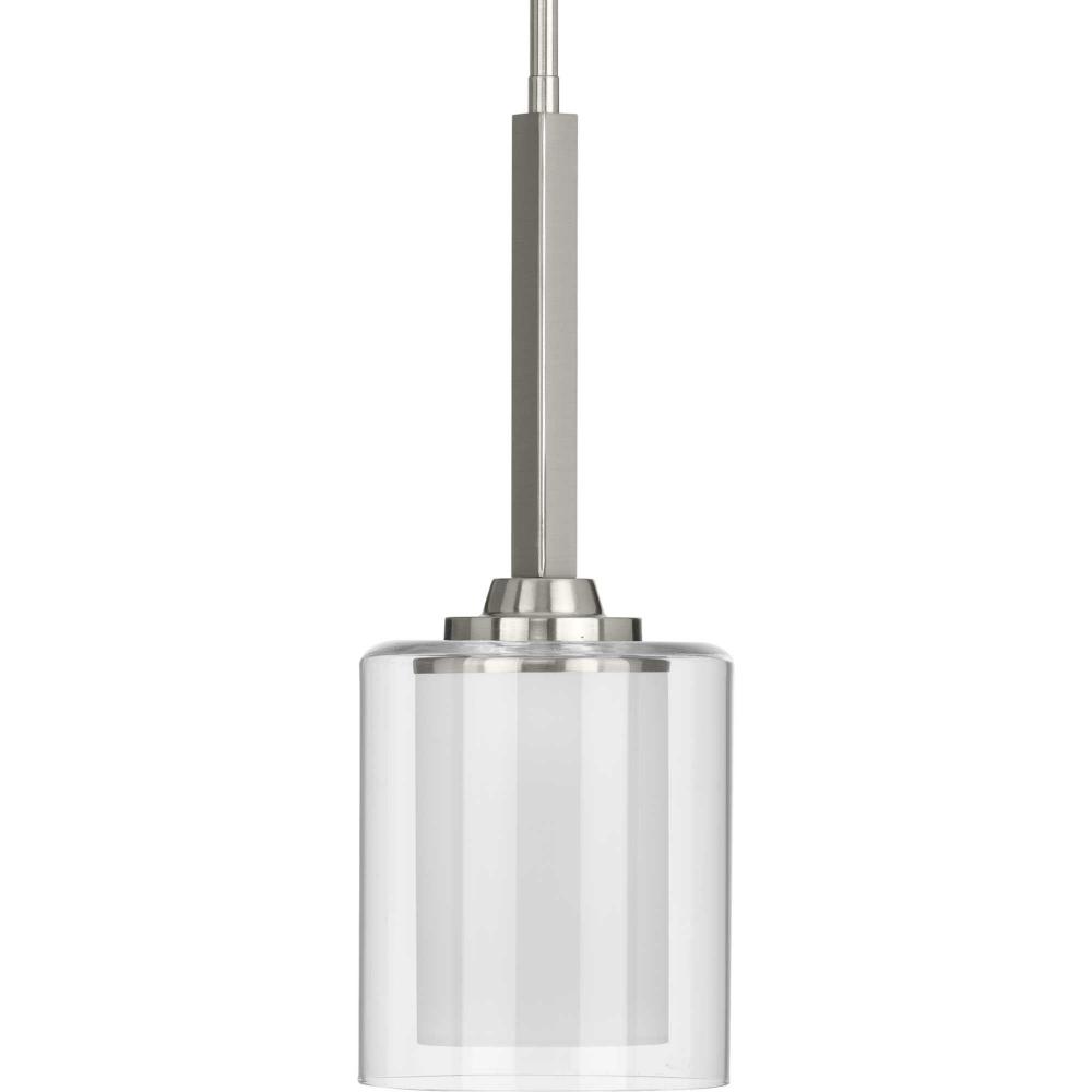 Kene Collection One-Light Brushed Nickel Clear Glass Craftsman Pendant Light