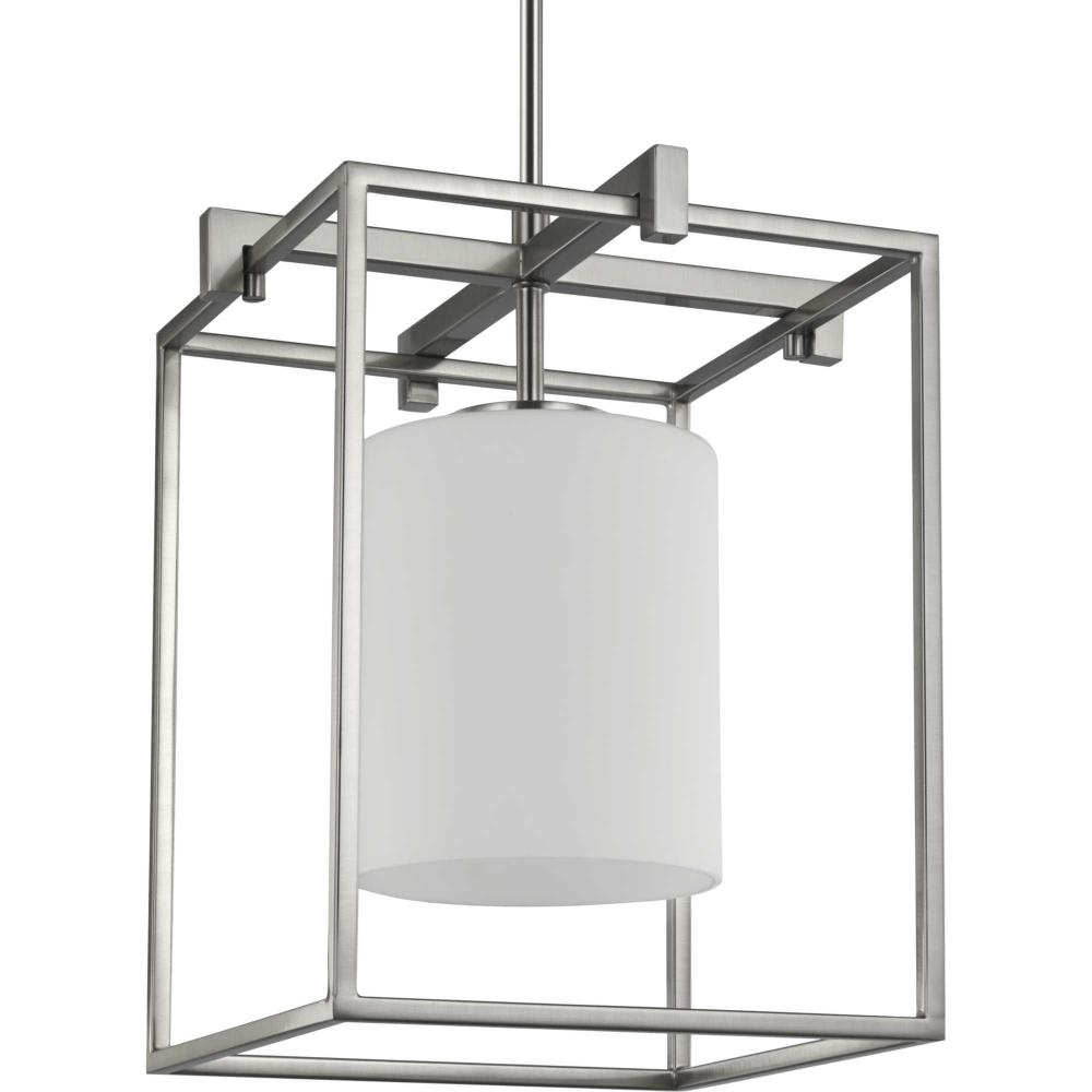 Chadwick Collection One-Light Brushed Nickel Etched Opal Glass Modern Pendant Light