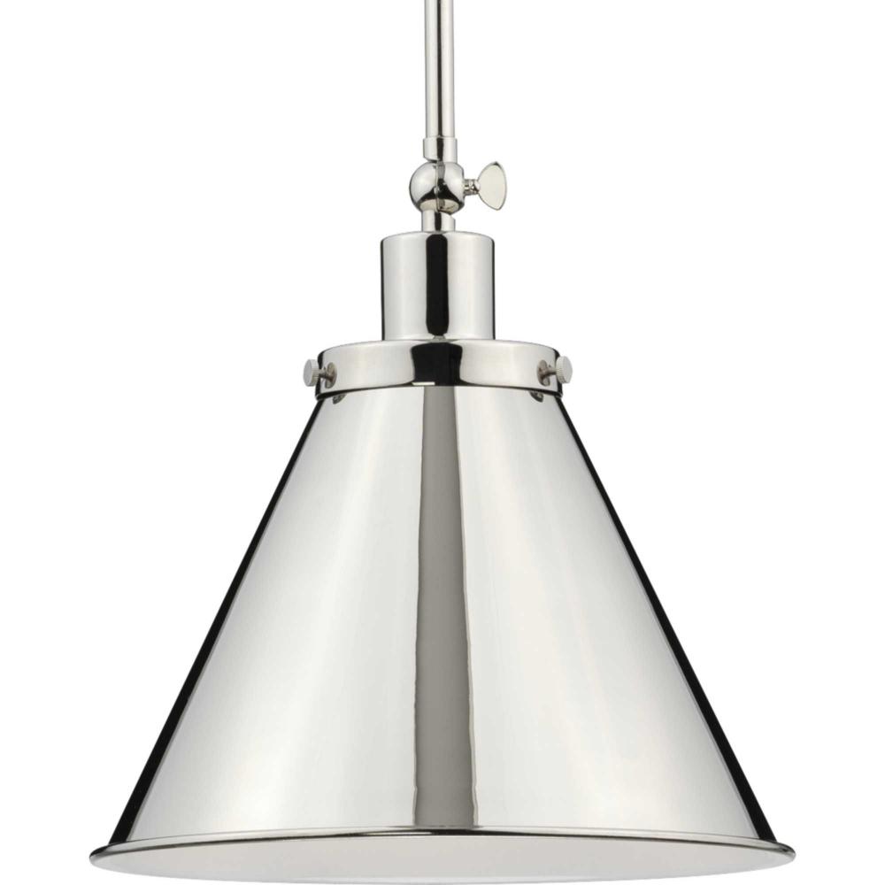 Hinton Collection One-Light Polished Nickel Vintage Style Hanging Pendant Light