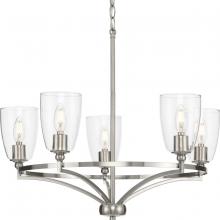 Progress P400296-009 - Parkhurst Collection Five-Light New Traditional Brushed Nickel Clear Glass Chandelier Light