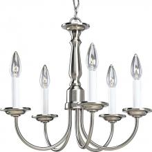 Progress P4009-09 - Five-Light Brushed Nickel White Candles Traditional Chandelier Light