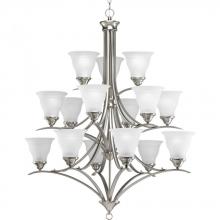 Progress P4365-09 - Trinity Collection Fifteen-Light Brushed Nickel Etched Glass Traditional Chandelier Light