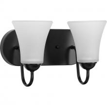Progress P300234-031 - Classic Collection Two-Light Matte Black Etched Glass Traditional Bath Vanity Light
