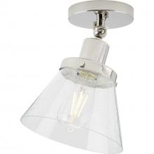 Progress P350198-104 - Hinton Collection One-Light Polished Nickel and Clear Seeded Glass Vintage Style Ceiling Light