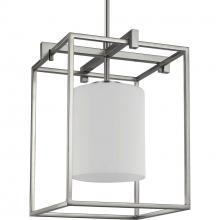 Progress P500274-009 - Chadwick Collection One-Light Brushed Nickel Etched Opal Glass Modern Pendant Light