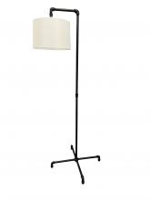 House of Troy ST601-BLK - Studio Industrial Black Downbridge Floor Lamp With Fabric Shade